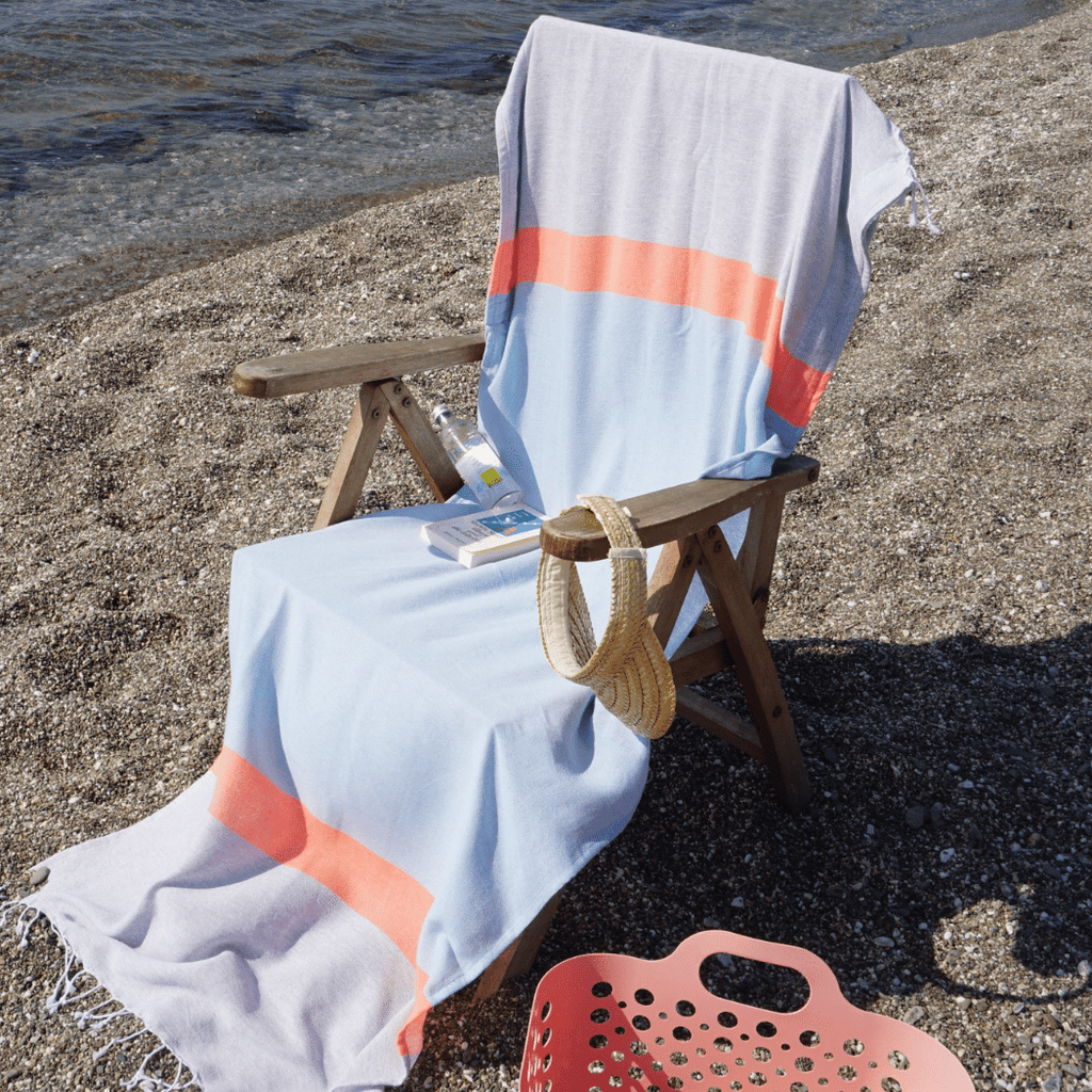 Neon Two-in-One Beach Towel and Bag, Grey, Black, Recycled Cotton with